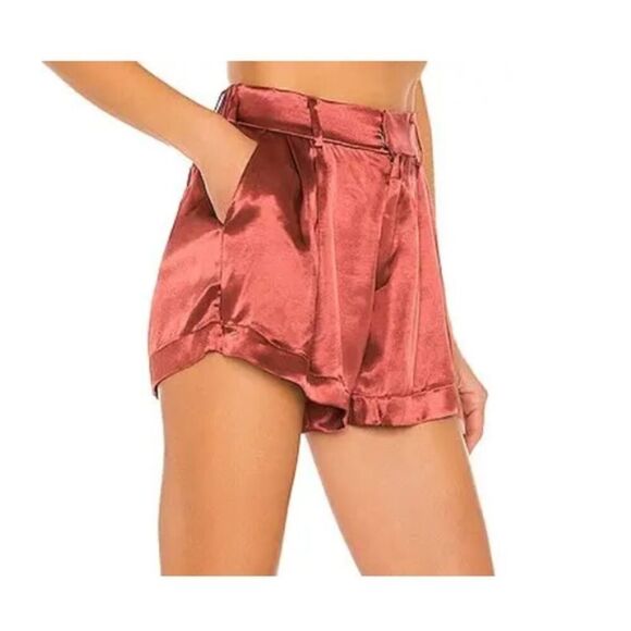 FREE PEOPLE | Roma Rust Satin Look Shorts Cherry Mahogany Women’s Size Small - Picture 10 of 10